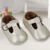 Baby Moo Dressy Metallic Gold Velcro Booties