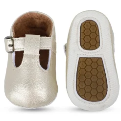 Baby Moo Dressy Metallic Gold Velcro Booties