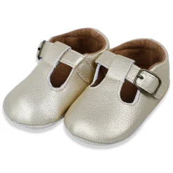 Baby Moo Dressy Metallic Gold Velcro Booties