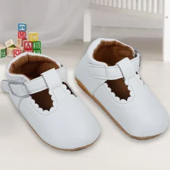 Baby Moo Dressy White Velcro Booties