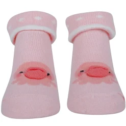 Baby Moo Duck 3D Anti-Skid Socks Booties Pack of 3 - Pink