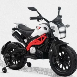 Baby Moo Electric Ride-on Bike for Kids | Battery-Powered Toy with LED Lights, Music, and USB Port | Battery Operated Bike - White