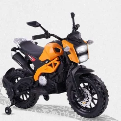 Baby Moo Electric Ride-on Bike for Kids | Battery-Powered Toy with LED Lights, Music, and USB Port | Battery Operated Bike - Orange