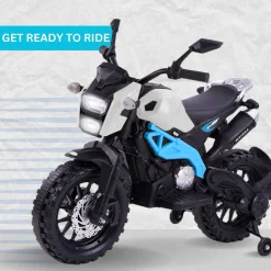 Baby Moo Electric Ride-on Bike for Kids | Battery-Powered Toy with LED Lights, Music, and USB Port | Battery Operated Bike - Blue