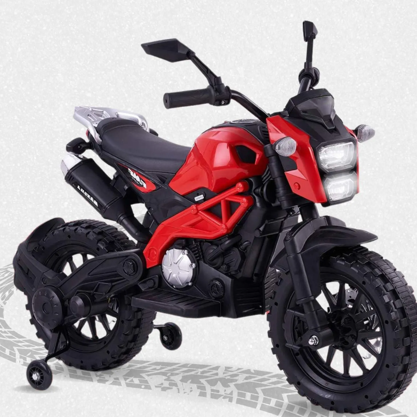 Baby Moo Electric Ride-on Bike for Kids | Battery-Powered Toy with LED Lights, Music, and USB Port | Battery Operated Bike - Red