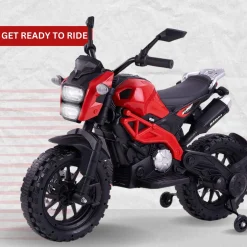 Baby Moo Electric Ride-on Bike for Kids | Battery-Powered Toy with LED Lights, Music, and USB Port | Battery Operated Bike - Red