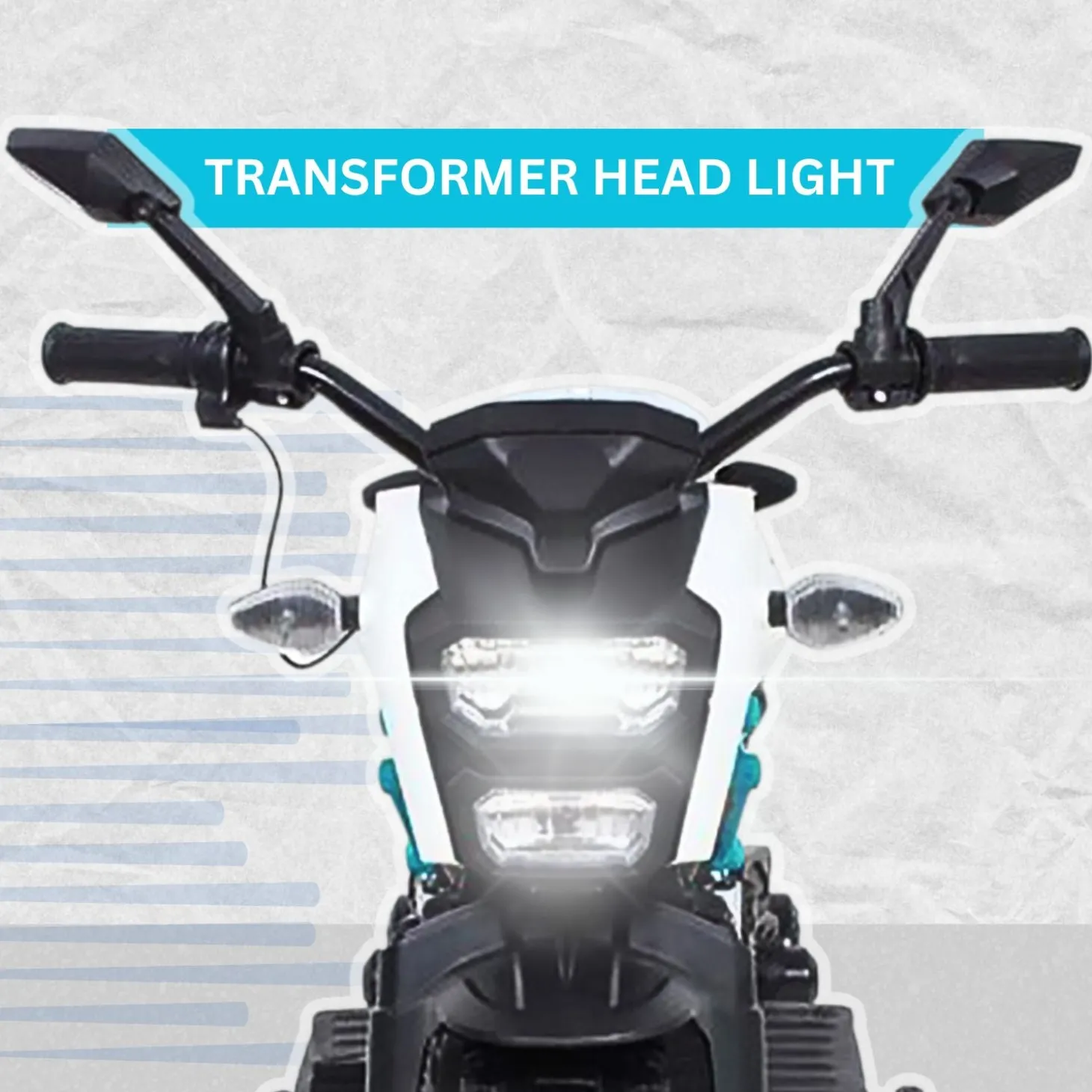 Baby Moo Electric Ride-on Bike for Kids | Battery-Powered Toy with LED Lights, Music, and USB Port | Battery Operated Bike - Blue