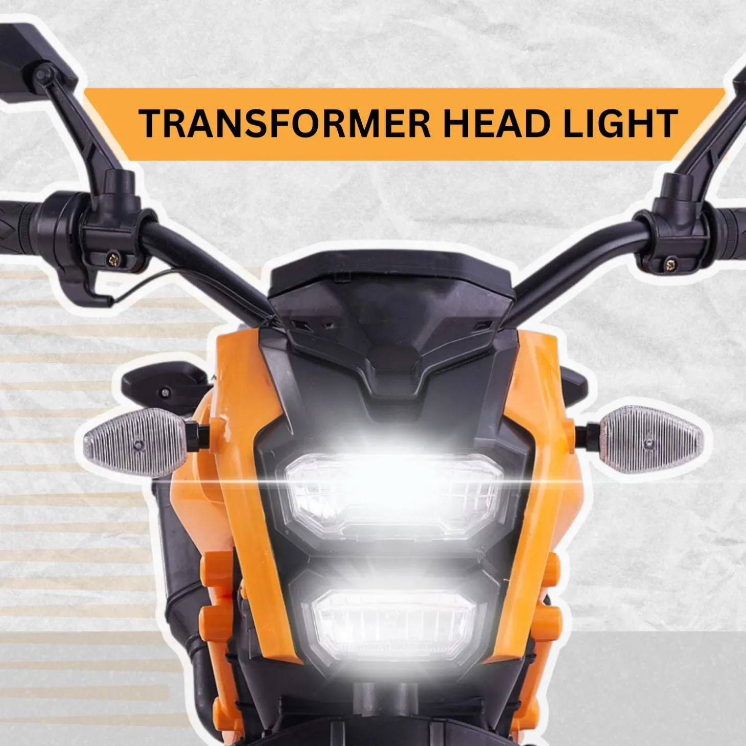 Baby Moo Electric Ride-on Bike for Kids | Battery-Powered Toy with LED Lights, Music, and USB Port | Battery Operated Bike - Orange