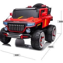 Baby Moo Electric Ride-on Jeep for Kids With Rechargeable 12V Battery, LED Lights, Music and USB Port Remote Control Double Seat - Red