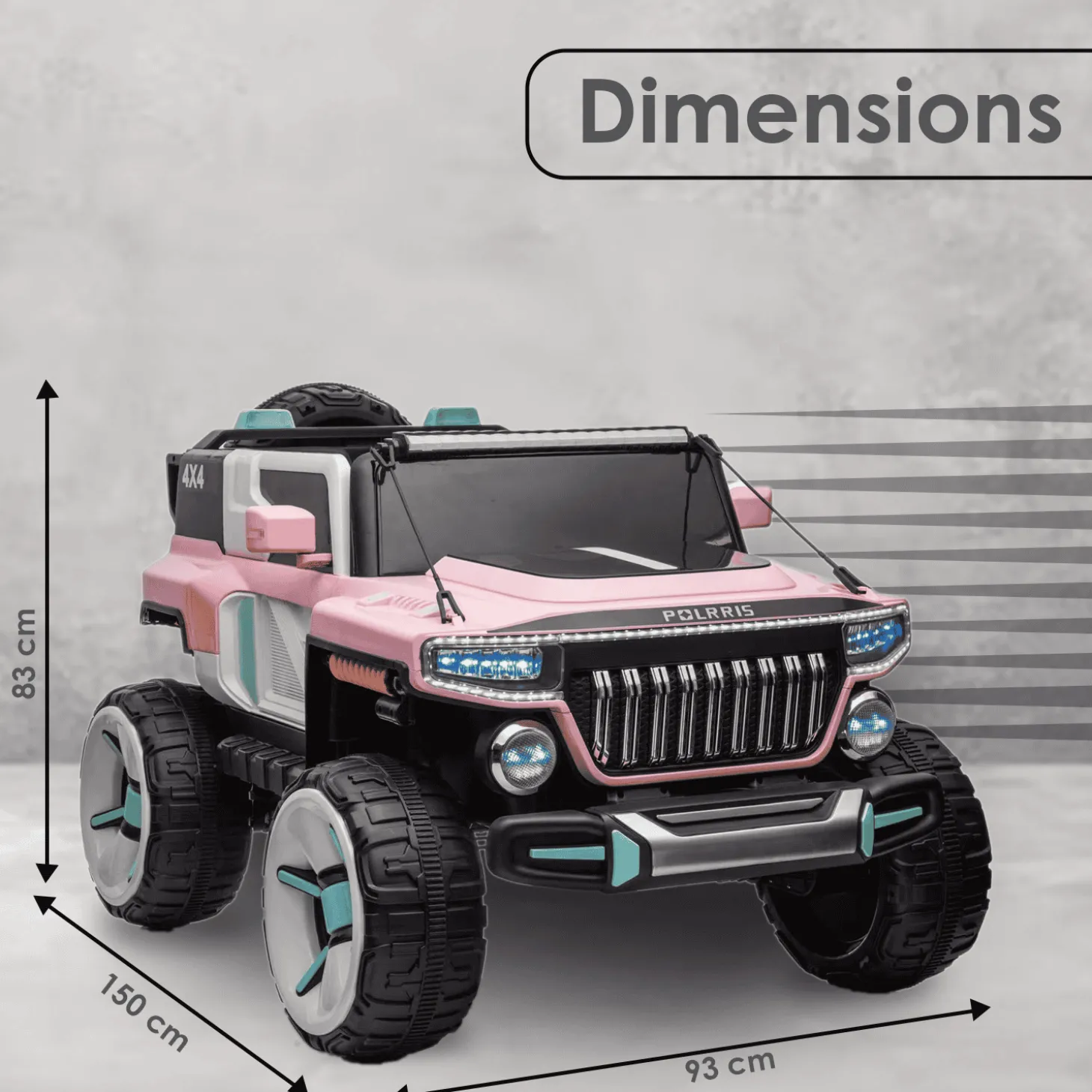 Baby Moo Electric Ride-on Jeep for Kids With Rechargeable 12V Battery, LED Lights, Music and USB Port Remote Control Double Seat - Pink