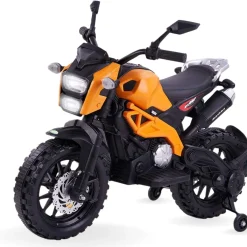 Baby Moo Electric Ride-on Bike for Kids | Battery-Powered Toy with LED Lights, Music, and USB Port | Battery Operated Bike - Orange