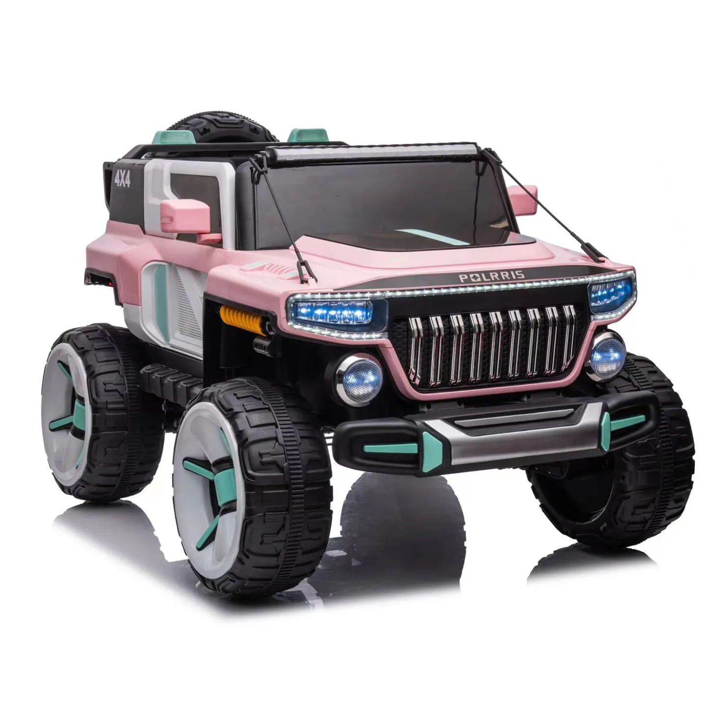 Baby Moo Electric Ride-on Jeep for Kids With Rechargeable 12V Battery, LED Lights, Music and USB Port Remote Control Double Seat - Pink