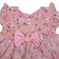Baby Moo Elegant Pearl And Floral Layered Party Dress - Pink