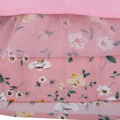 Baby Moo Elegant Pearl And Floral Layered Party Dress - Pink