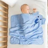 Baby Moo Elephant Applique with 3D Ears Soft Blanket - Blue