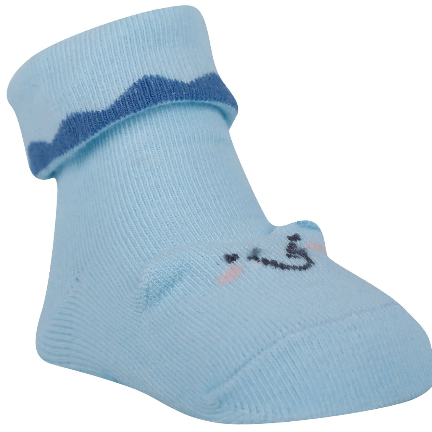 Baby Moo Elephant 3D Anti-Skid Socks Booties Pack of 3 - Blue, Multicolour