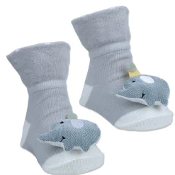 Baby Moo Elephant Explorer Cotton Anti-Skid 3D Socks - Grey