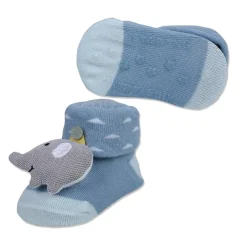 Baby Moo Elephant Explorer Cotton Anti-Skid 3D Socks - Blue