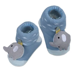 Baby Moo Elephant Explorer Cotton Anti-Skid 3D Socks - Blue