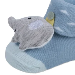 Baby Moo Elephant Explorer Cotton Anti-Skid 3D Socks - Blue