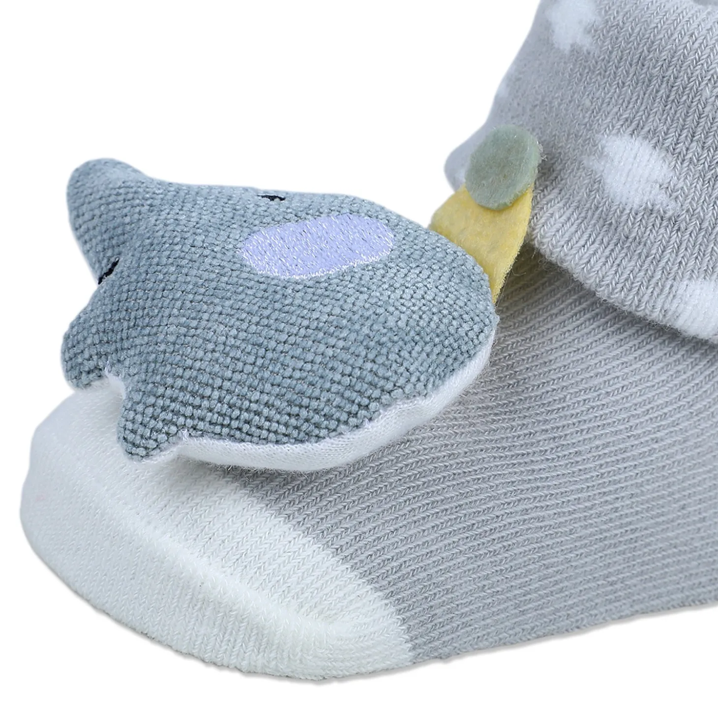 Baby Moo Elephant Explorer Cotton Anti-Skid 3D Socks - Grey