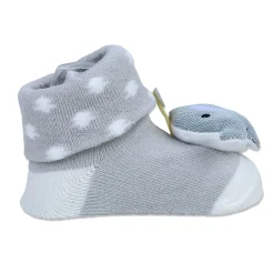 Baby Moo Elephant Explorer Cotton Anti-Skid 3D Socks - Grey