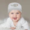 Baby Moo Elephant Organic Soft Cotton Cap - White