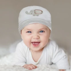 Baby Moo Elephant Organic Soft Cotton Cap - White