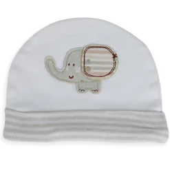 Baby Moo Elephant Organic Soft Cotton Cap - White