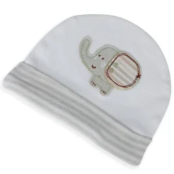 Baby Moo Elephant Organic Soft Cotton Cap - White
