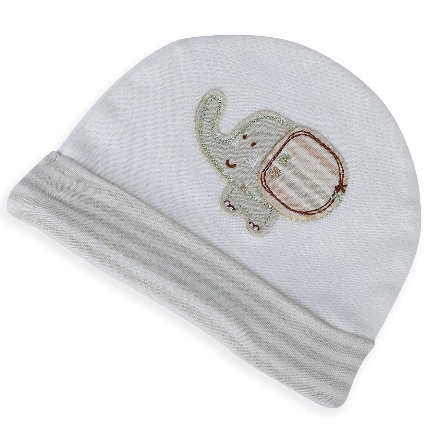 Baby Moo Elephant Organic Soft Cotton Cap - White