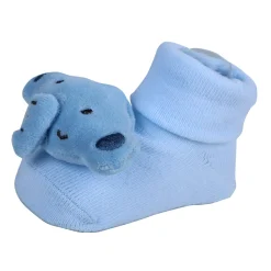 Baby Moo Elephant Rattle Cotton Anti-Skid 3D Socks - Blue