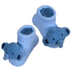 Baby Moo Elephant Rattle Cotton Anti-Skid 3D Socks - Blue