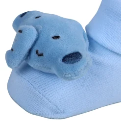 Baby Moo Elephant Rattle Cotton Anti-Skid 3D Socks - Blue