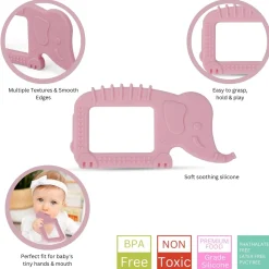 Baby Moo Elephant Soothing Silicon Teether BPA And Toxin Free - Pink