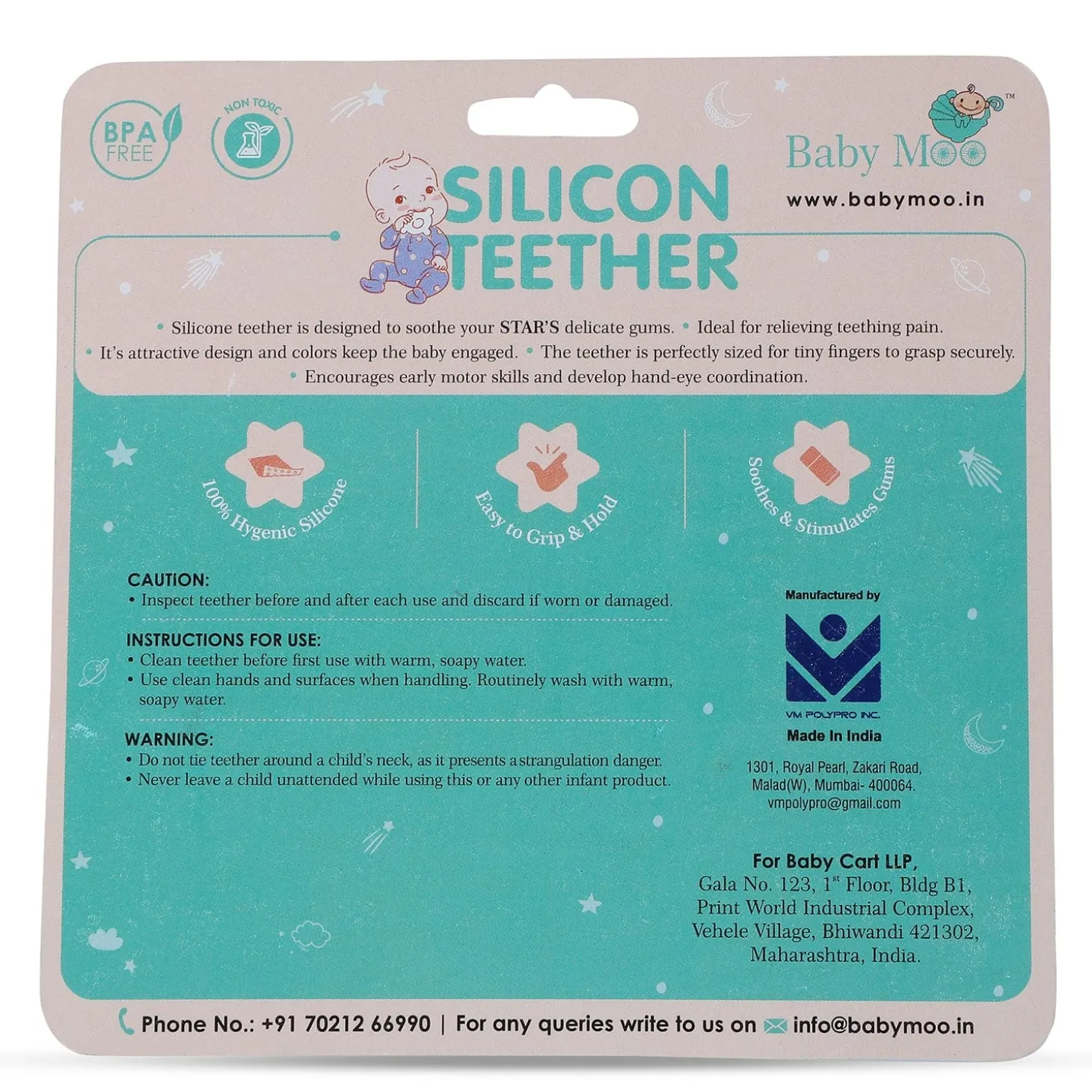 Baby Moo Elephant Soothing Silicon Teether BPA And Toxin Free - Purple