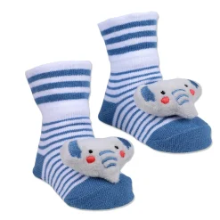 Baby Moo Elephant Trunk Cotton Anti-Skid 3D Socks - Blue