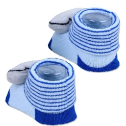 Baby Moo Elephant With Stripes Cotton Anti-Skid 3D Socks - Blue