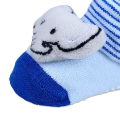 Baby Moo Elephant With Stripes Cotton Anti-Skid 3D Socks - Blue