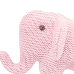 Baby Moo Elephant Wooden Teething Ring Soft Knitted Handheld Rattle - Pink