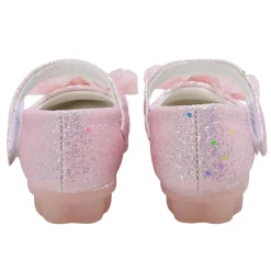 Baby Moo Embellished Bow Sequin Mary Jane Velcro Strap Anti-Skid Ballerina Shoes - Pink