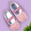Baby Moo Embellished Flower Elastic Strap Gllittery Ballerina Booties - Pink, Metallic