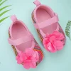 Baby Moo Embellished Petals Colourful Woven Anti-Skid Ballerina Booties - Pink