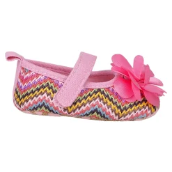 Baby Moo Embellished Petals Colourful Woven Anti-Skid Ballerina Booties - Pink