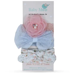 Baby Moo Emblished Flower Headband Set of 3 - Pink