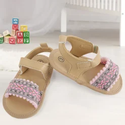 Baby Moo Embroidered Pink Sandals
