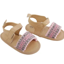 Baby Moo Embroidered Pink Sandals