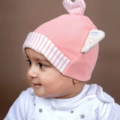 Baby Moo Fancy Fishy All Season Stretchable Hosiery Warm 3D Beanie Cap - Pink