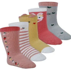 Baby Moo Farm Print Soft Socks Pack of 5 - Red, Peach