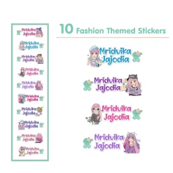Baby Moo Fashion Personalised Name Self Adhesive Transparent Embossed Stickers, 3D Labels 10 Pcs Stationery Set for Children - Pink